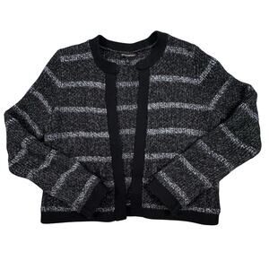 Banana Republic Alpaca Wool Cropped Cardigan Women's S Black Striped Lurex